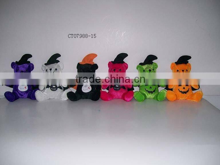 Halloween colorful plush bear toy with scarf