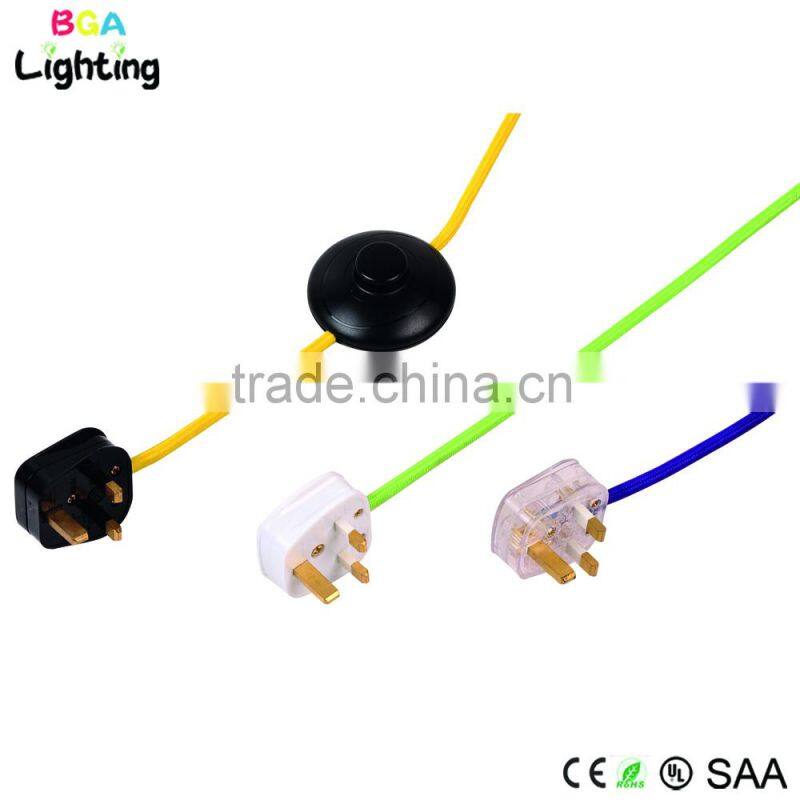 South Africa male power cord plug with textile