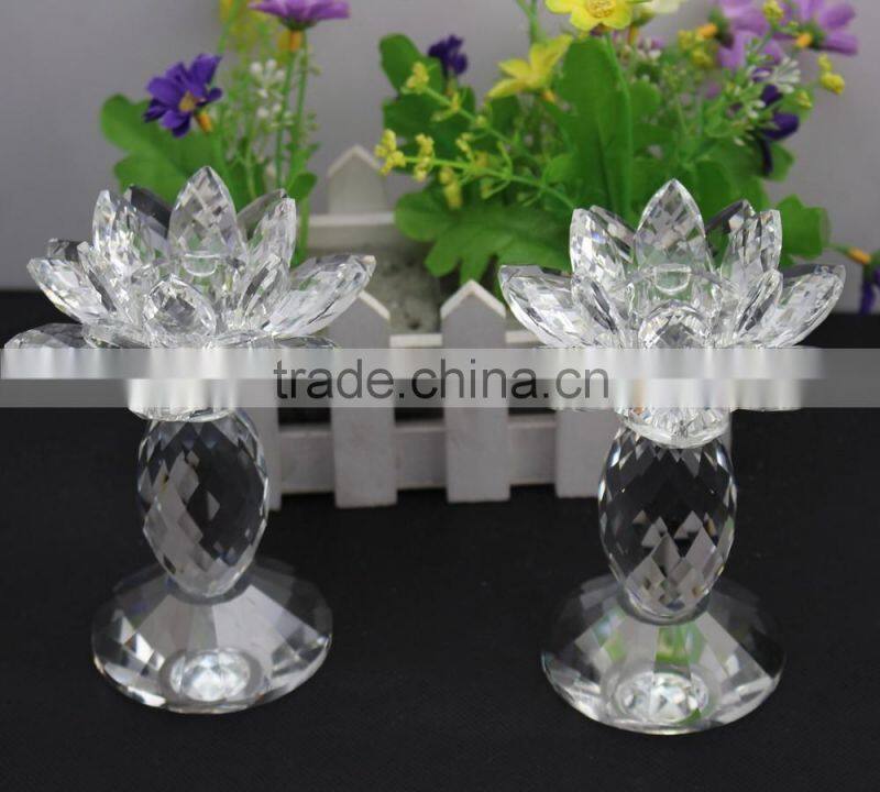 Factory firectly sale European style K9 crystal material 2016New design can be customized size crystal lotus and candle holder