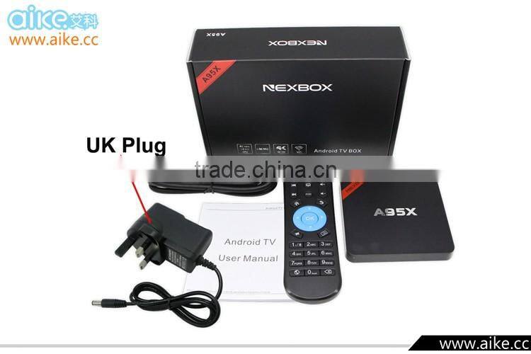 2016 New Android TV Box A95X Android 5.1 Amlogic S905 Quad core 1G+8G 2.4G KODI Pre-installed Wifi Bluetooth 4.0 Media Player