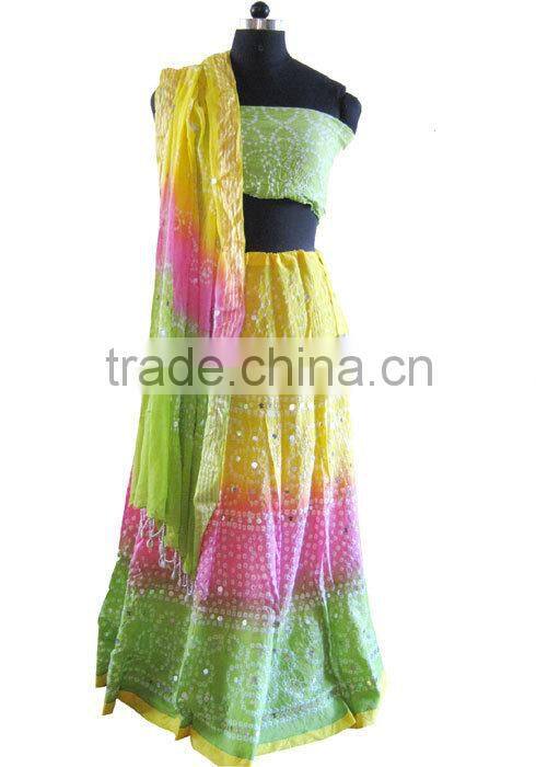 Buy Jaipuri Bandhej Cotton Lehenga choli