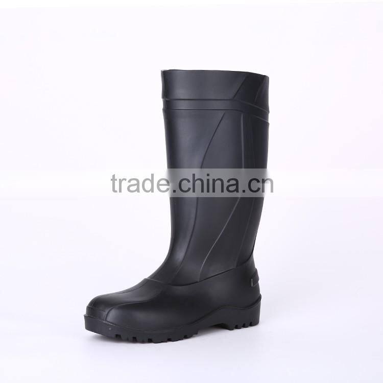 2016 Wholesale cheap black safety PVC rain boots, steel toe insert safety boots