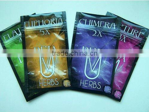 Gravure printing green giant herbal incense bag