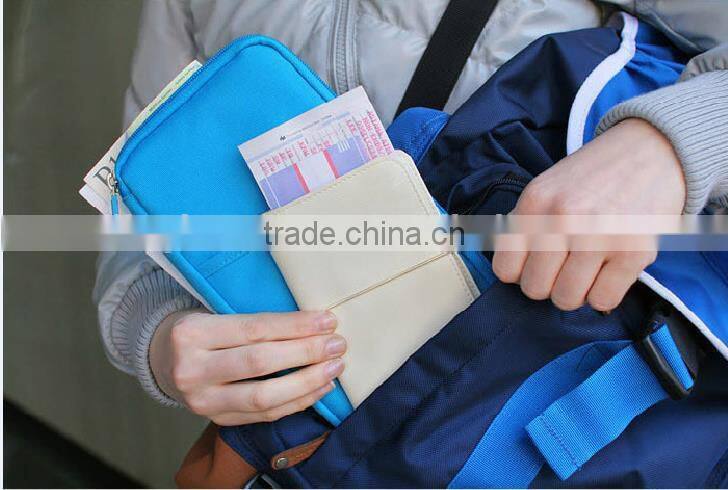 Blue Nylon Travel Organizer Passport Document Holder Card Holder