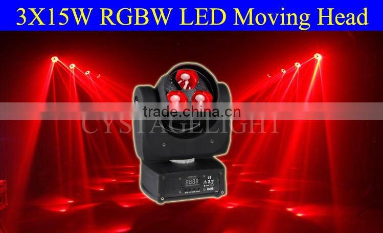 Diamond 3x15W RGBW 4in1 Led Mini Zoom Moving Head Stage Performance Light