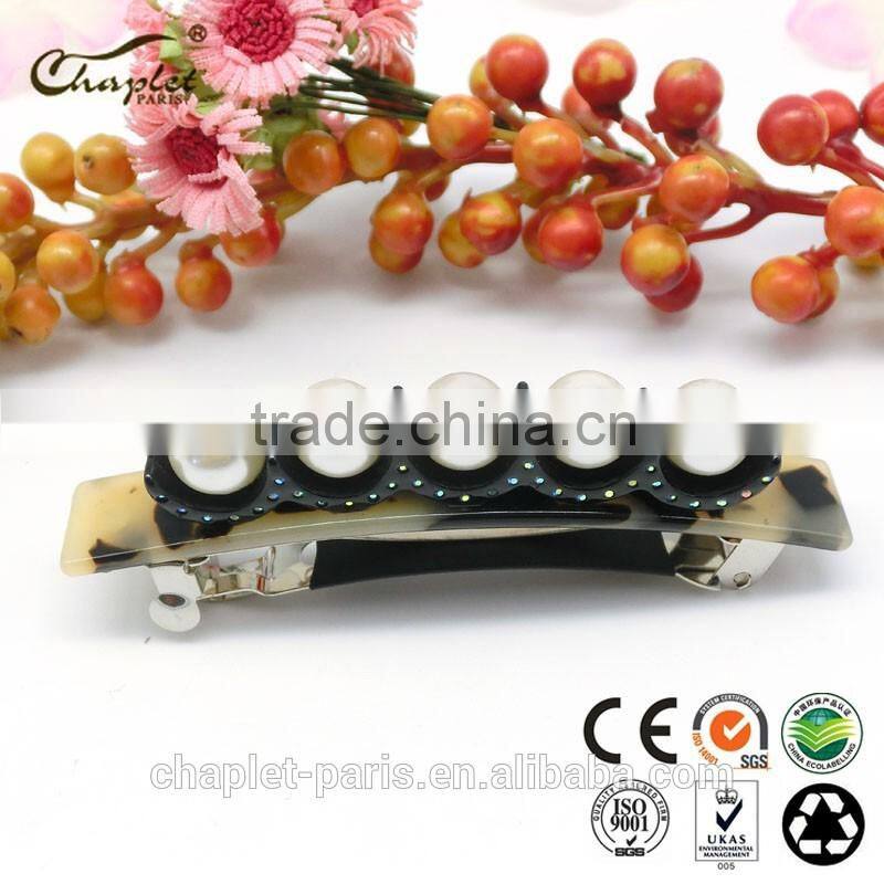 Fine Design Ladies' Acetate Pearl French Barrette Hair Clips