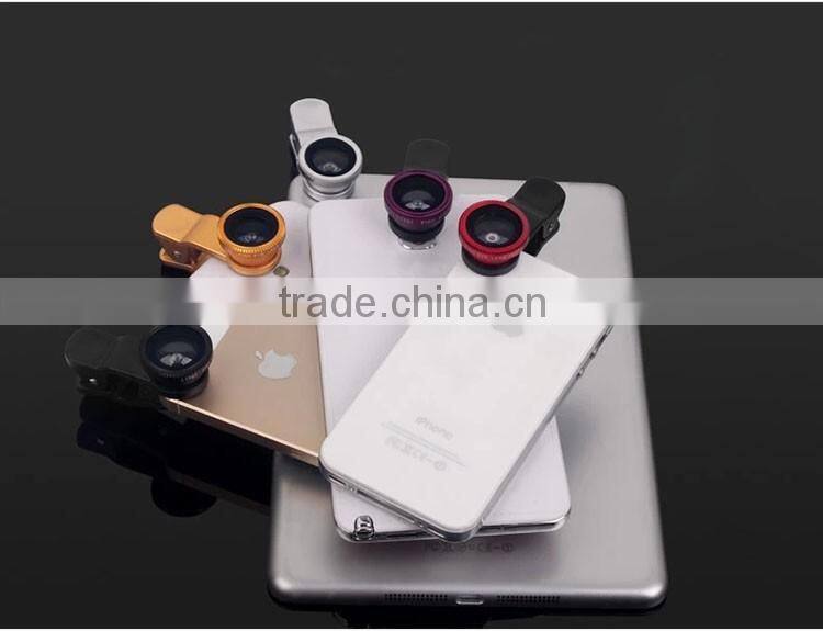 Fish eye universal 3 in 1 mobile phone chip lens fisheye wide angle macro camera for iphone 6s plus 5s/5 htc samsung S6 S5 S4