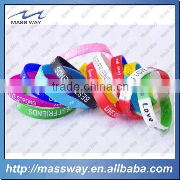 customized fashion lover luminous custom 3D rubber silicone wristband