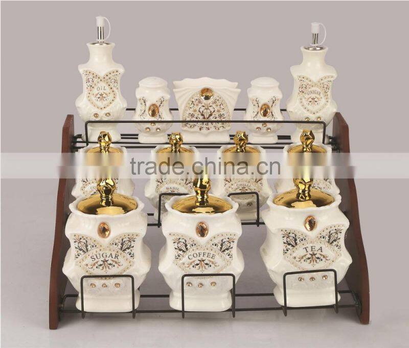 Specifically designed round shape ceramic tea coffee sugar canisters