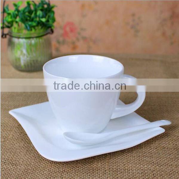 Corporate gift white blank custom printed ceramic coffee mugs with saucer
