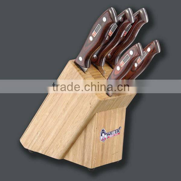 Wood block stainless steel kitchen knife set