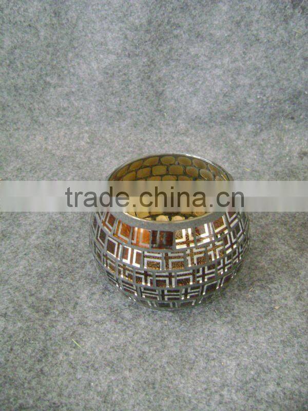 home deco crackle mosaic glass vase, crackle candle holder
