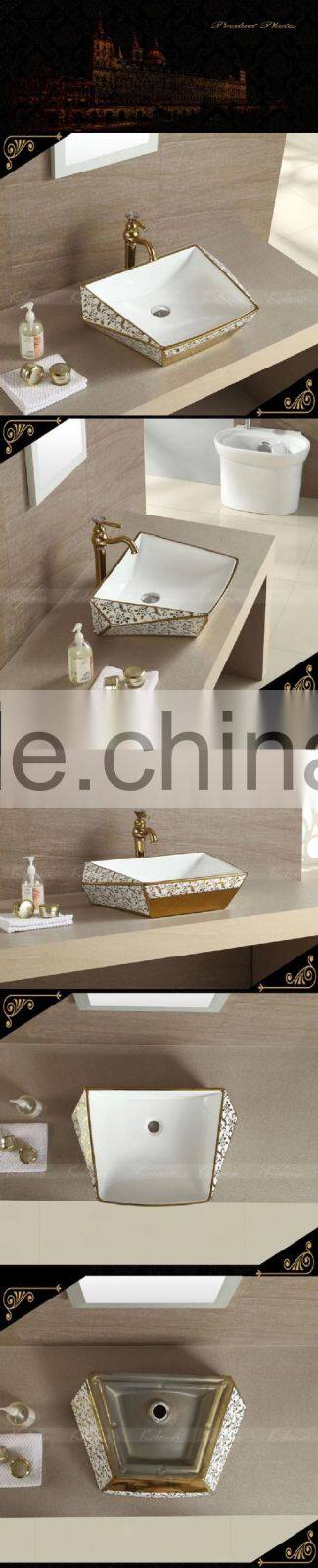 ceramic bathroom gold colod basin Luxury Silver art basin
