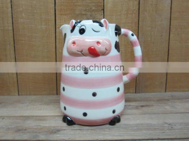 hot sale ceramic cute cow pitcher milk jug,water jug