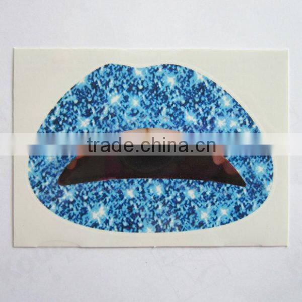 Custom silver bling glitter lip temporary tattoo sticker art tattoo sticker factory