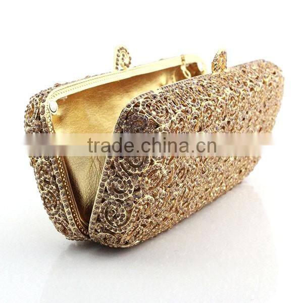 golden clutch bag pattern crystal lady's wedding party evening clutch bag (8740A-G)