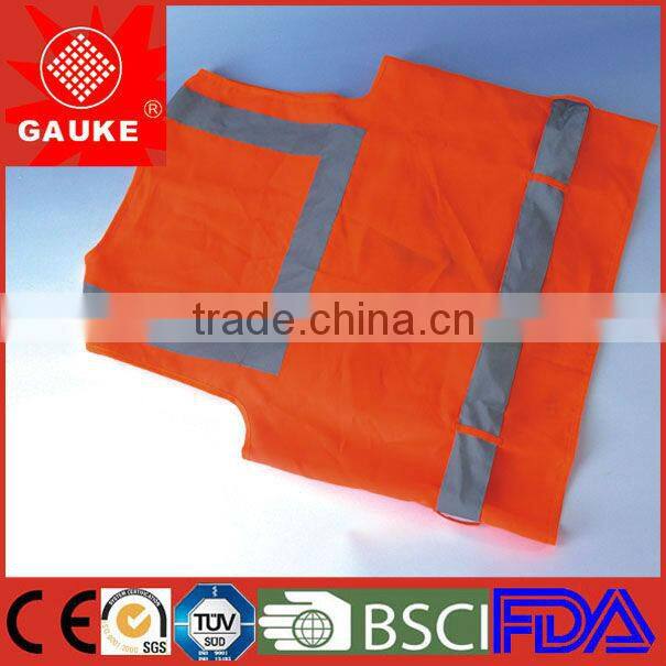 Fluorescent Yellow Orange 100% Polyester Reflecting Safety Vest