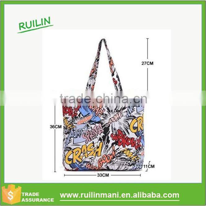 New Hot Sales Women's Scrawl Handbag Canvas Tote Bag For Vacations