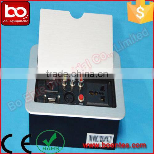 Aluminum Alloy Wire Drawing Panel Tabletop Flip Up Multifunctional Power Socket Box