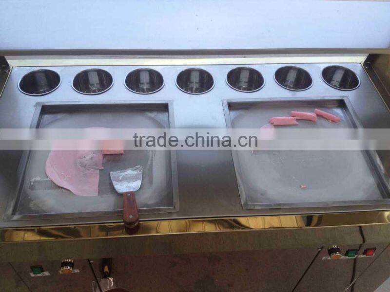 Frozen yogurt fruit ice cream rolls making machine with real fruit