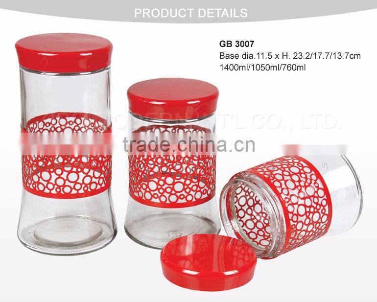stainless steel covered glass tea coffee sugar canisters