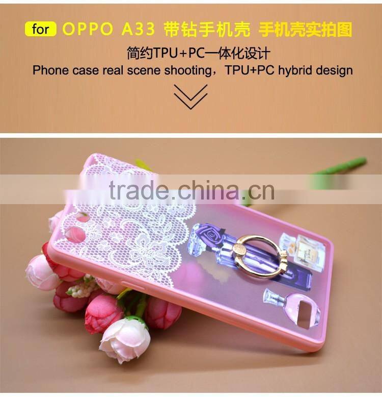 Luxury Perfume Series Printing With Diamond Ring Bracket TPU+PC Phone Case For Oppo A33