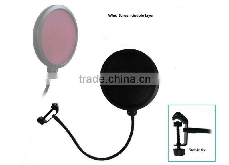 Metal Gooseneck Microphone Windshield Double Mesh , Broadcast Microphone Windscreen For Noise Filter