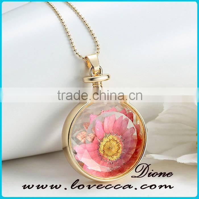 Factory Custom-made fashion gifts jewelry round Real Pressed Flower