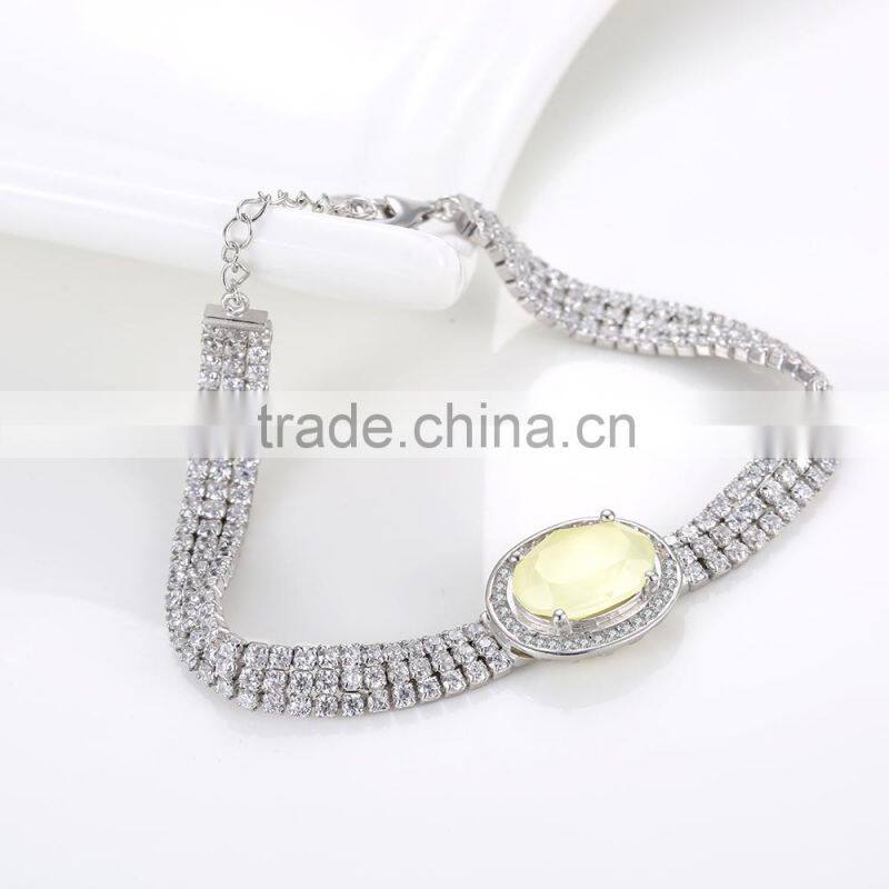 fashion 925 sterling silver big white AAA zircon prong setting bracelet