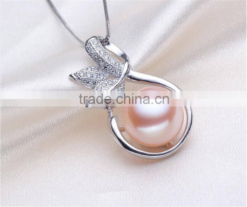 2016 New Pearl Jewelry,100% Genuine Sterling Silver Jewelry For Women Gift Natural Freshwater Pearl Pendant Necklace