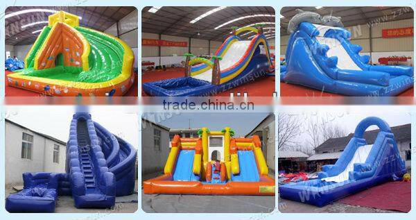 EN14960 warmly welcomed inflatable jungle slide with dip pool
