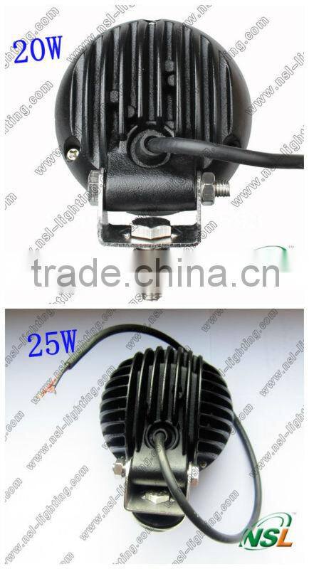 Super bright 10~30V LED Working Light 25W Round spot beam IP68 For Mining Truck boat offroad vehicle headlight foglight
