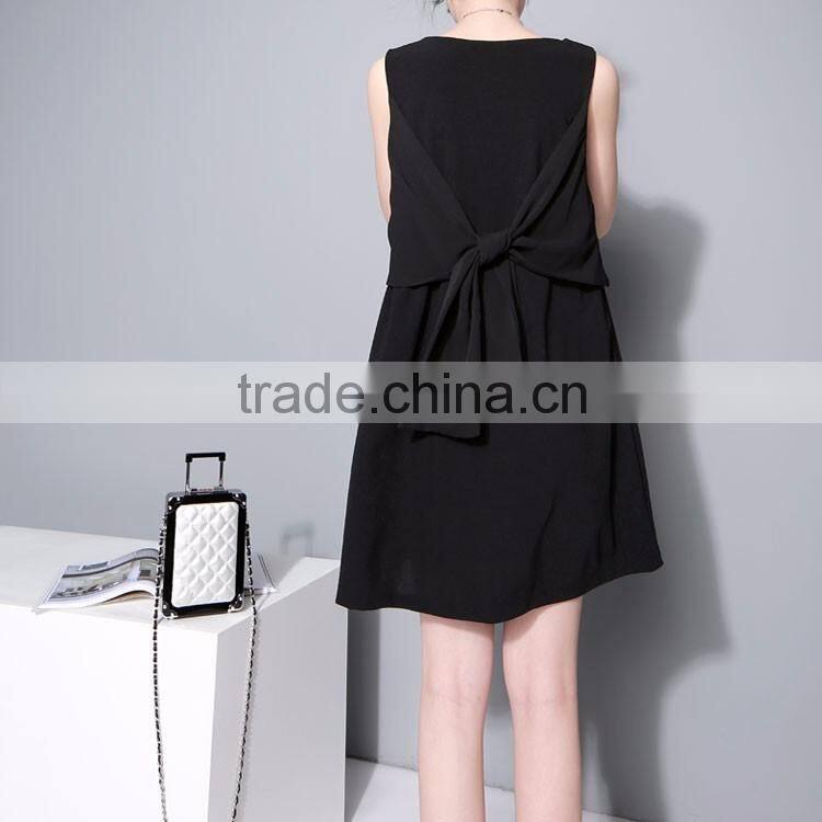 Summer Chiffion Vest Dress Multi-way to Wear Unique Off Shoulder Lace-up Knot Black White