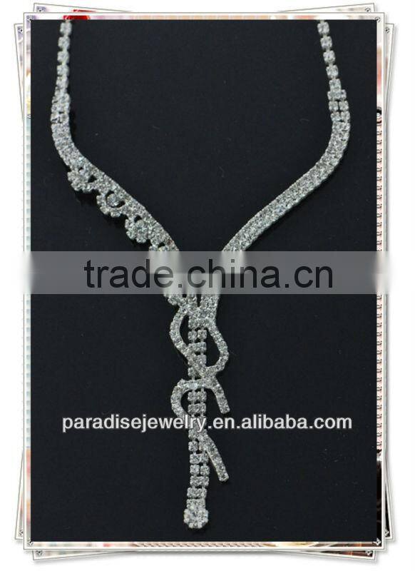 Fashion design Silver Plating YiWu Rhinestone jewelry Necklcae Set-NE24000