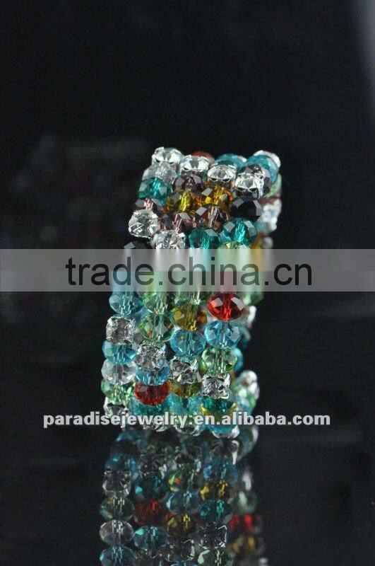 4 rows emerald Rhinestone Coil Bracelet