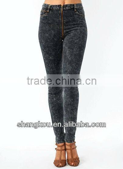 fashon women jeans zip around acid washed skinny jeans strenthc cotton jeans shkJ5