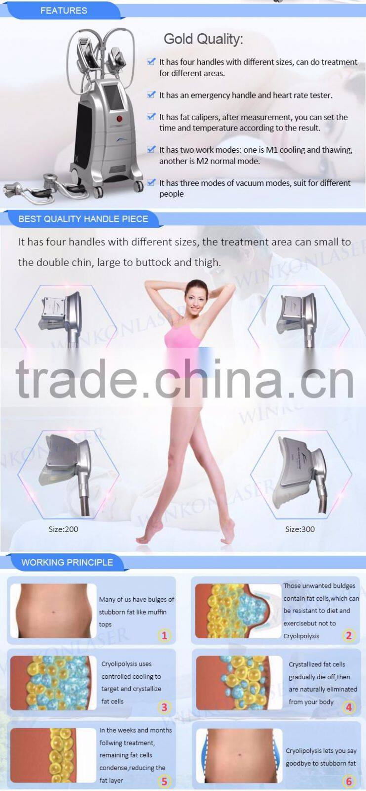Hot selling 4 handles treatment handles newest slimming cryolipolysis machine