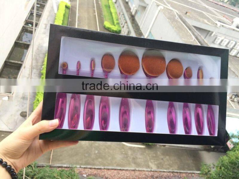 New High Quality 10pcs oval make up brush set, Oval foundation brush