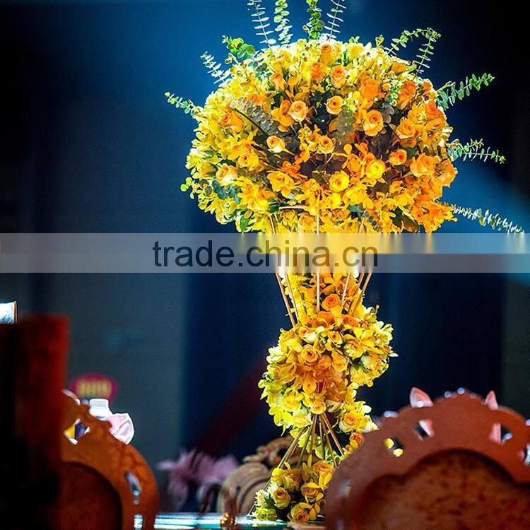 LDJ560 artificial flower gold plated flower stands for tables