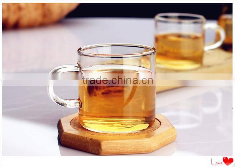 80ml Mini Straight Round Shaped Clear Glass Material Empty Cup with Handle/ Tea Glass Cup with Handle for Drinks