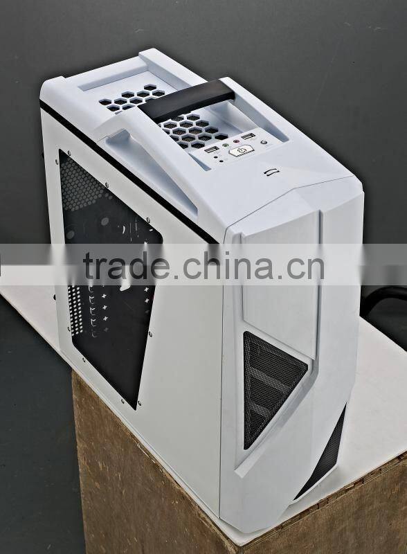 New Gaming Computer Case with Water Cooling system 0.55mm SPCC with 8cm Color Fan In the Front