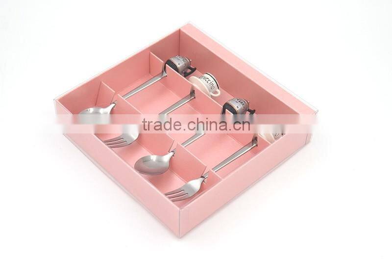 Best selling small MOQ stainless steel spoon and fork set with gift box packing