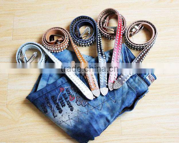 2014 New arrival western ladies Rivet new fashion belt with flower leather pattern buckle Wholesale /Retail sell