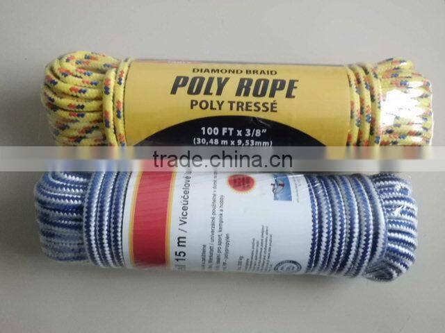 polyester diamond braided rope with metal hook