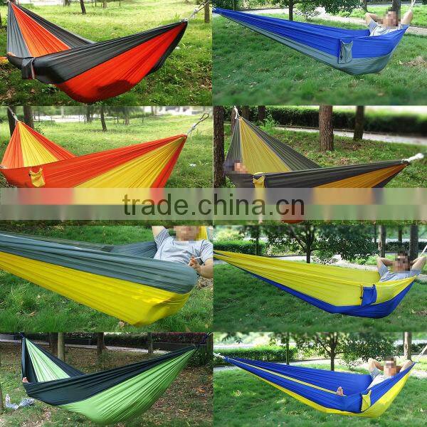 2015 New Arrival Fashionable Portable Parachute Nylon Fabric Hammock Double Size Multicolor