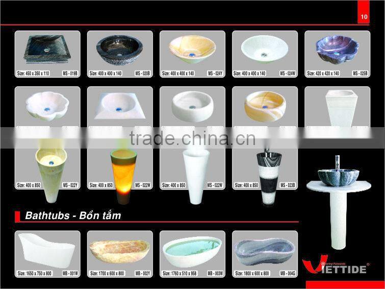 Round white marble bathroom sinks, basins from vietnam