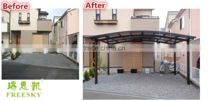 Easy installation garden sun shade aluminum single slope carport