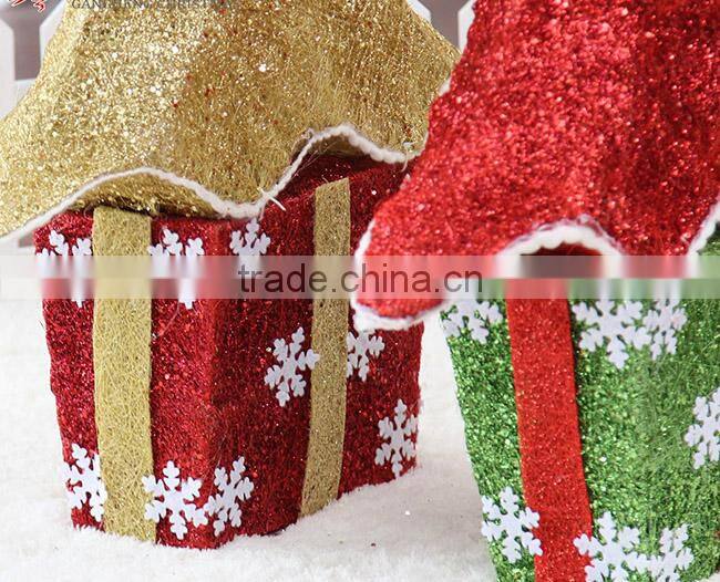 Indoor small glitter rope gift box decorated tabletop christmas tree