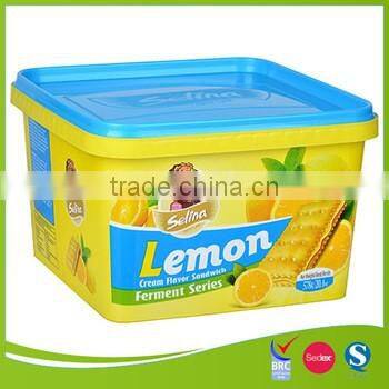 2.7L IML cookies plastic container with blue lid