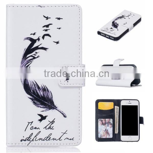 Embossed PU Flip Wallet Leather Phone Case For iPhone 5S SE